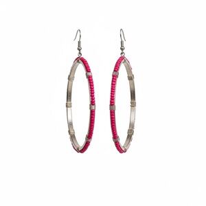Pink Beaded Hoop Earrings
